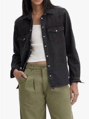 3 for $21-Levi's- Ultimate Western Shirt Black-Pearl Snap Buttons Yoke Detailing